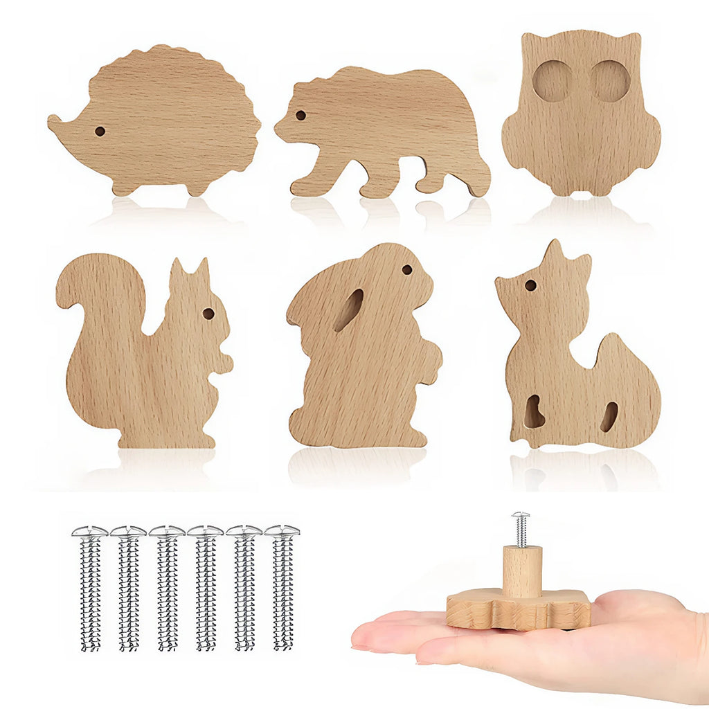 6-Pack Animal Wooden Drawer Knobs & Cabinet Handles for Kids Cabinet Knobs Vue