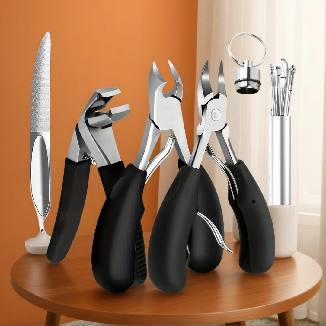 Modern Stainless Steel Toenail Clippers High End Nail Clipper Set for Elderly with Wide Grip Handles, Convex Blade Edge, Vue