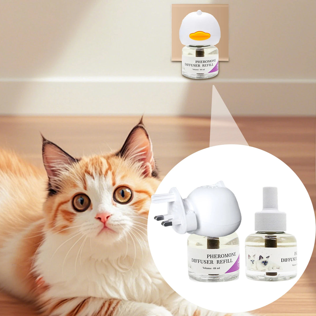US/EU/UK Pheromone Diffuser To Calm Cats Calming Pheromone Diffuser For Calm Relaxing Home Indoor Cat Calming Aid Supplies Vue