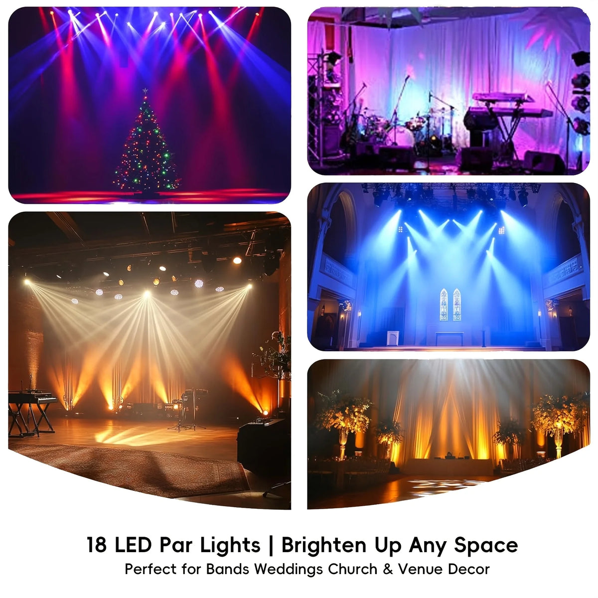 1-4PCS 18LED RGB USB Stage Par Lamp Sound Activated Remote DMX512 Control 7+ Light Modes For Party Club Disco KTV Stage Lighting Vue