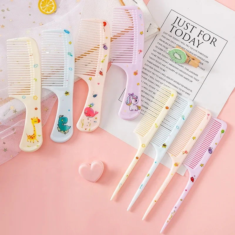 Hair Comb 2Pcs For Girls Hair Comb Cartoon Baby Child Kids Set Cute Portable Anti-Static Plastic Hairdressing Comb Hairdressing Vue