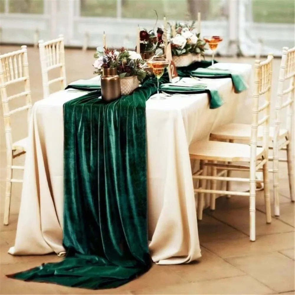 Table Decoration European Style Velvet Table Runner Extended Non-slip Wedding Table Cloth Rectangular Table Linen Hotel Vue