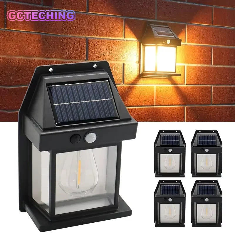 Solar Tungsten Night Lamp Intelligent Motion Sensor Wall Lamp 3 Lighting Modes Waterproof Courtyard Garden Decoration Lantern Vue