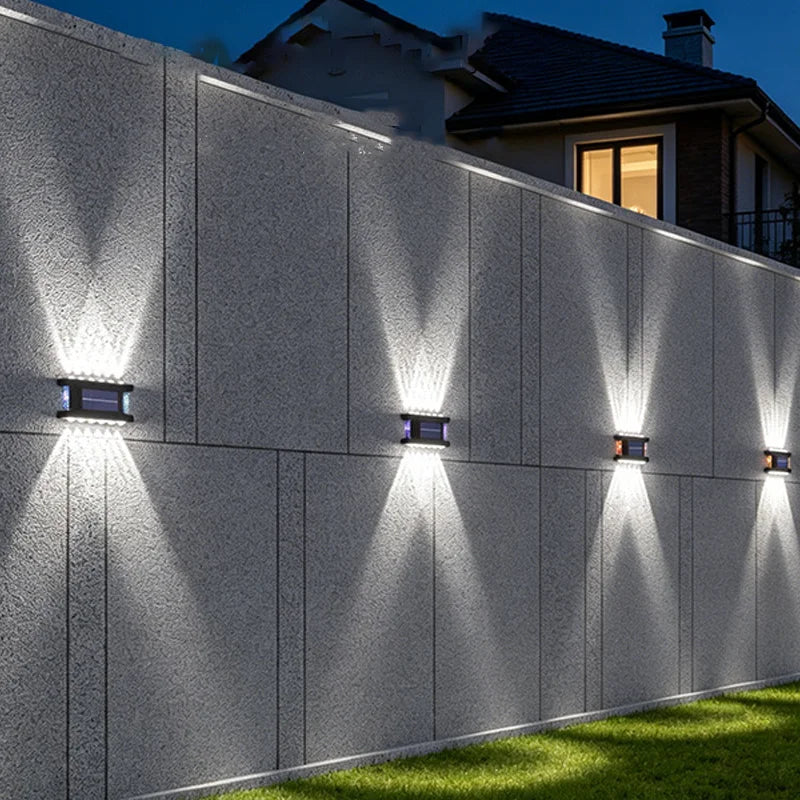 1-5PCS Waterproof Solar Wall Light Outdoor LED Warm White Wash Lighting for Fence Balcony Patio Yard Ambiance Landscape Decor Vue
