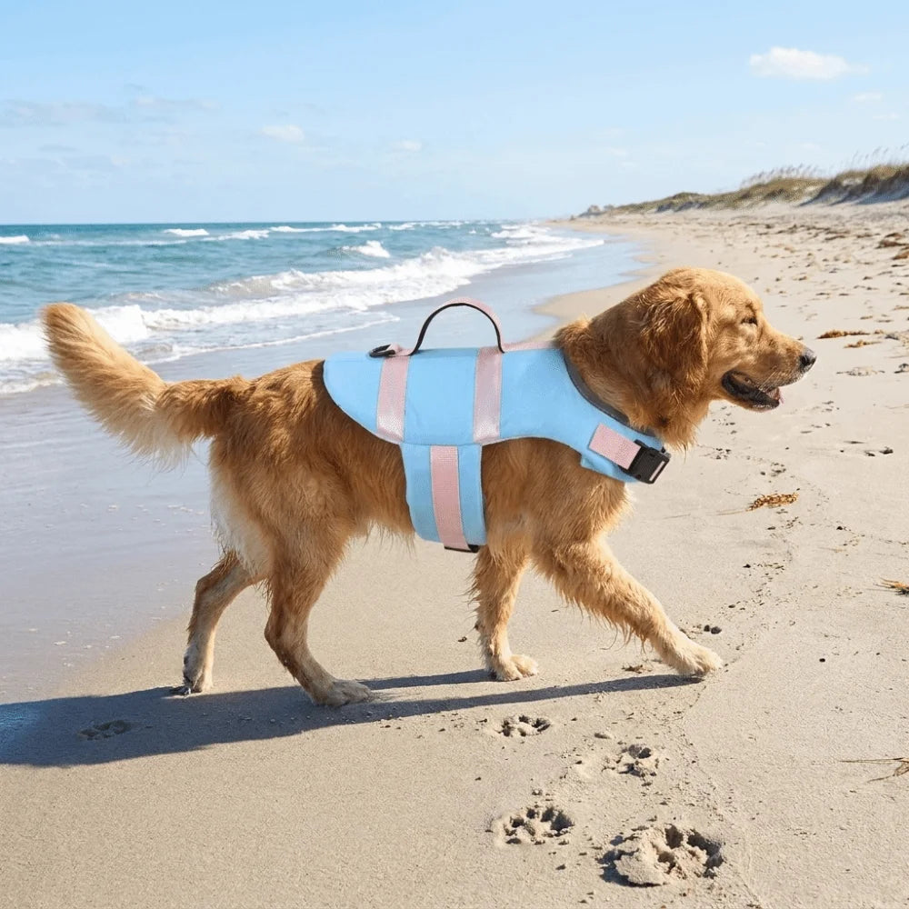 Dog Swimsuit Adjustable Pet Life Vest High Flotation Waterproof Dog Life Jacket with Handle Breathable Dog Safety Vests Swimming Vue