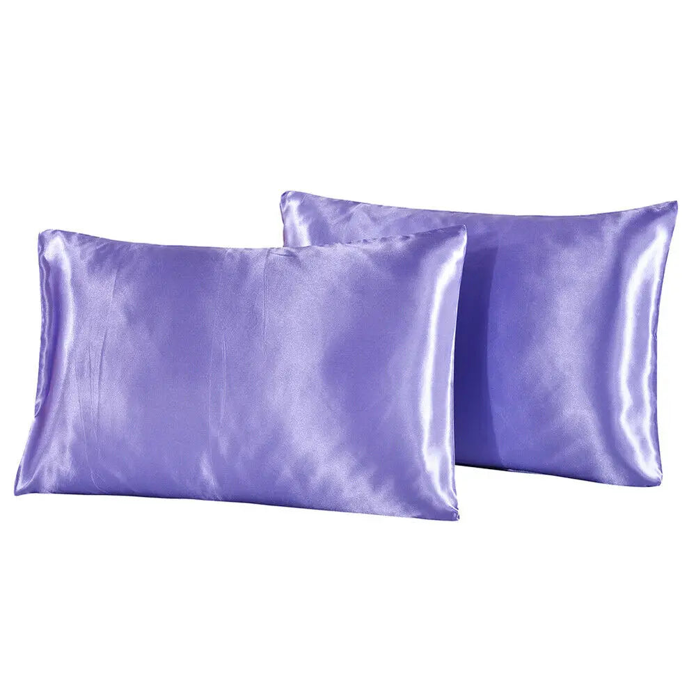 2-piece Pure Emulation Silk Satin Pillowcase Comfortable Pillow Cover Pillowcase For Bed Throw Single Pillow Covers Vue PURPLE 51x66cm