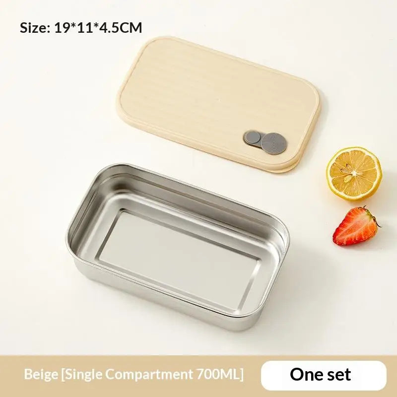 Portable 304 Stainless Steel Lunch Box Reusable Sealed Leak Proof Vue 700ML Beige