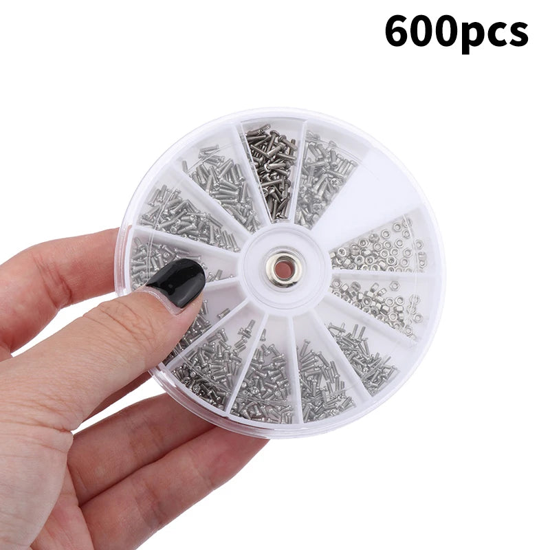 600pcs/set Universal Micro Glasses Sunglass Watch Spectacles Screws Nuts Screwdriver Repair Parts Kits Tool Box Vue 600pcs