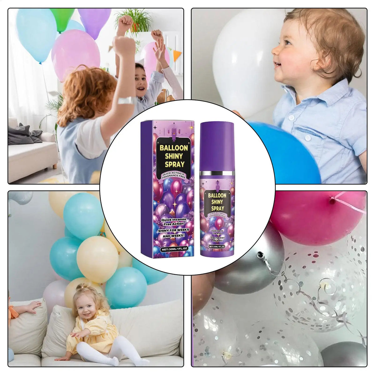 30ml High Gloss Balloon Shine Spray, Lasting Shine for Balloon Decor, Party Decoration Spray for Birthday Holiday Backdrop, Gift Vue