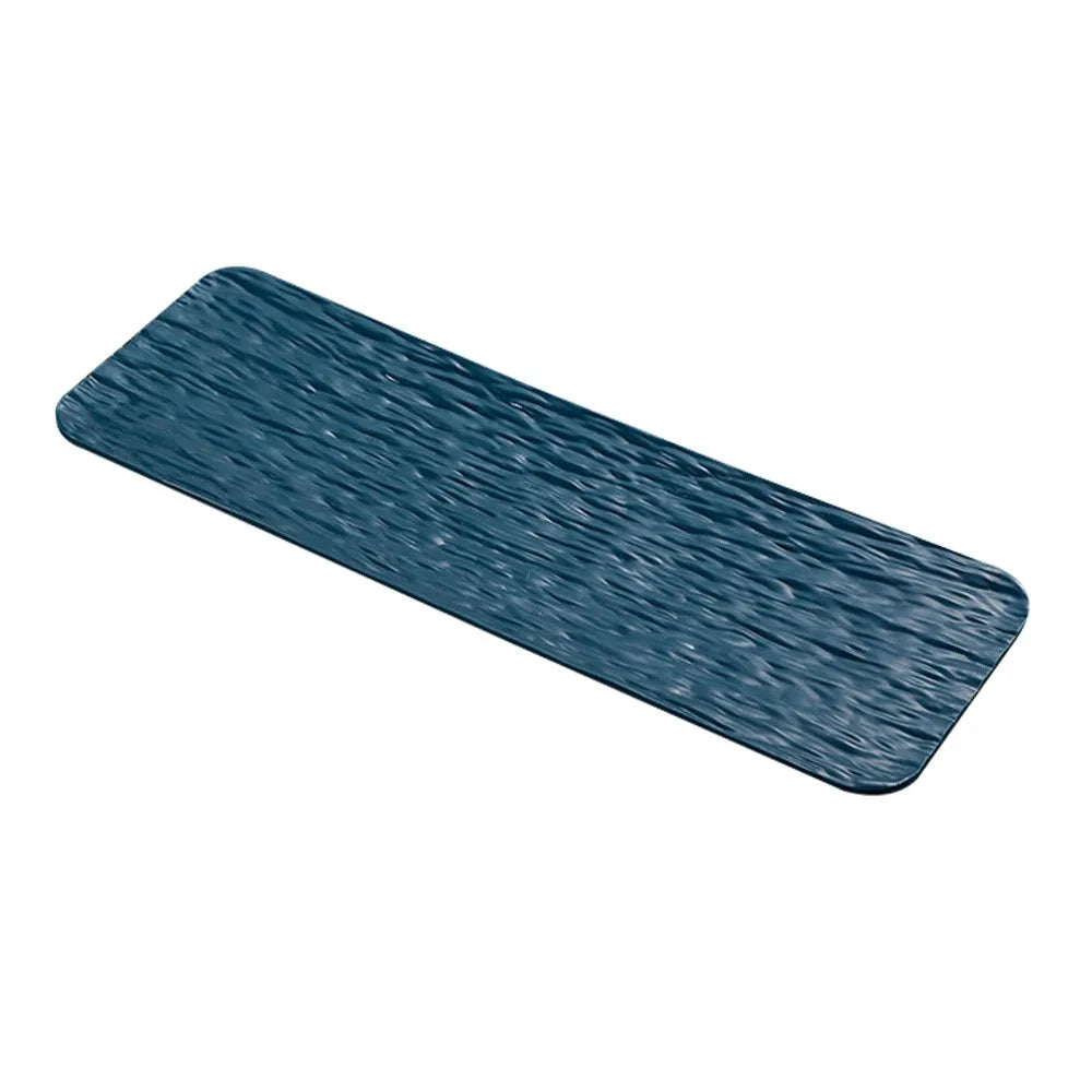 Multicolor Sushi Plate Stone Grain Flat Design Rectangular Long Shape Vue Blue