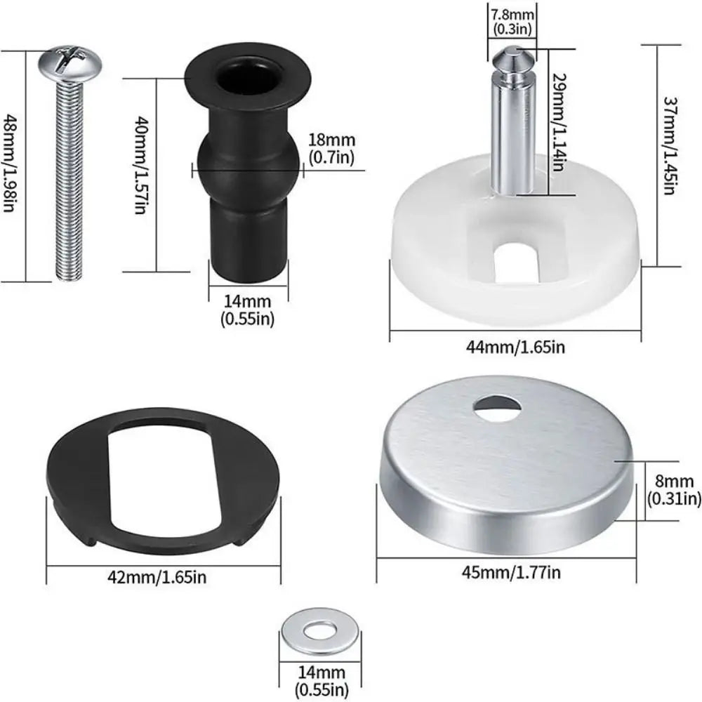 Stainless Steel Toilet Lid Hinges Set Universal Expanding Rubber Toilet Seat Bolts & Screws Soft Release Top Fixing Vue