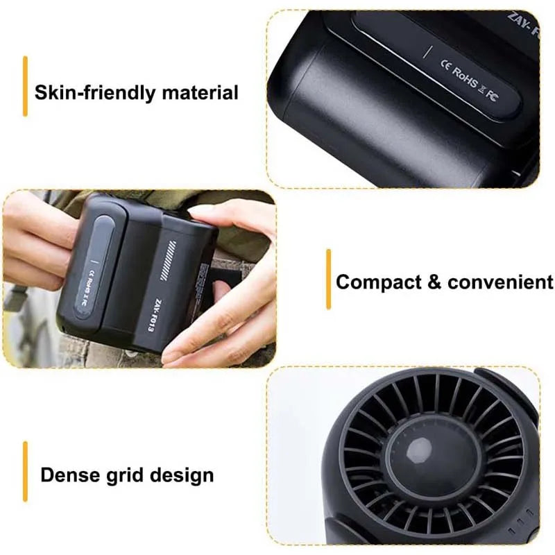 Hands-Free Waist Clip Fan USB Rechargeable 3-Speed Portable Clip-On Waist Fan Vue
