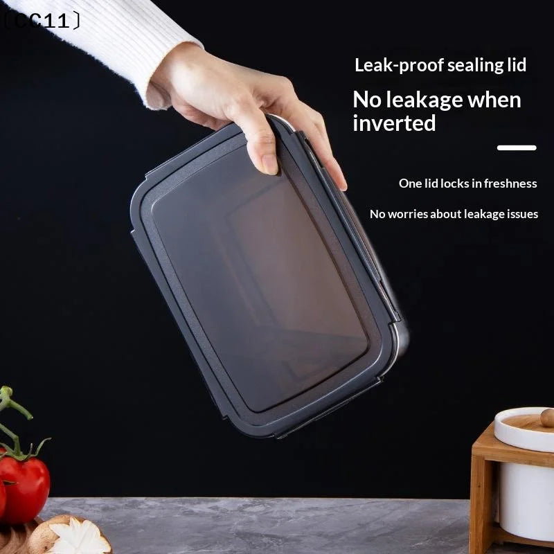 Stainless Steel Food Container Fresh Keeping Box Sealed Lid Crisper