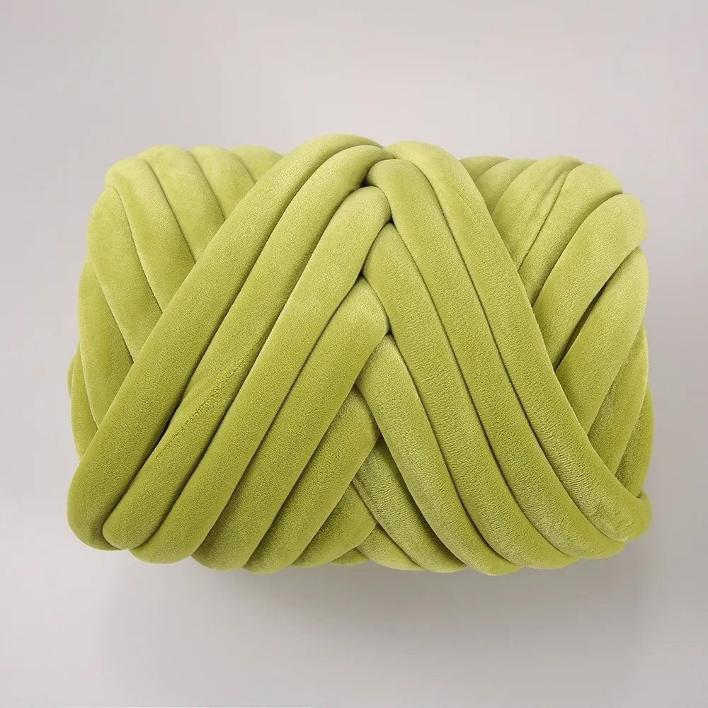 Bulky Diameter 3cm Thick Finger Loop Yarn Velvet 500g/Roll Chunky Yarn Hand Knitting Hand Woven Finger Circle Yarn Carpets Vue Grass Green