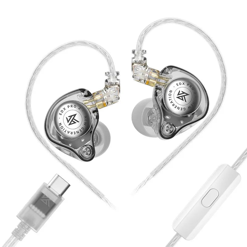 KZ EDX Pro 2 Wired In-Ear Hi-Fi Earbuds | Dynamic Driver Wired In-Ear Earbuds Vue White TYPE-C Mic