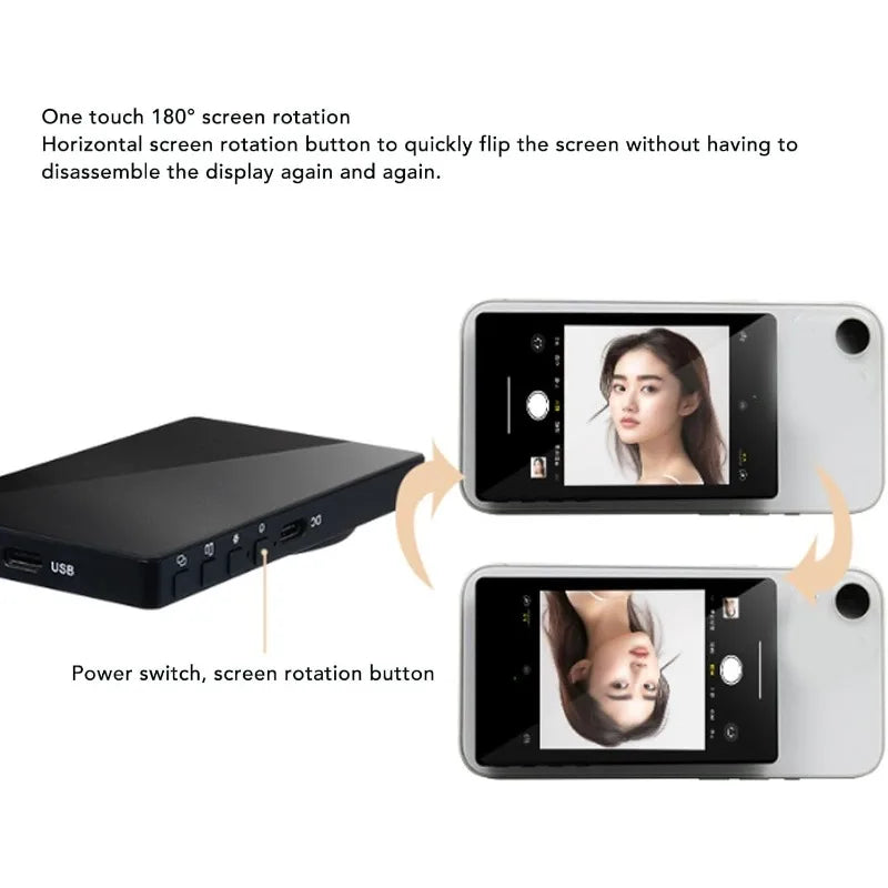 Phone Selfie Monitor Screen Wireless Magnetic Mount Vlog Phone Rear Camera Selfie WiFi Bluetooth Connection for Selfie Live Vue