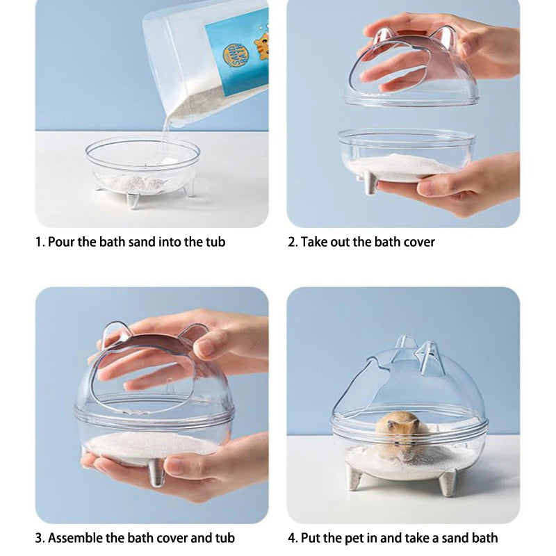 Large Capacity Hamster Transparent Bathroom Small Pet Sand Bath Cage Prevent Splash Bathing Transparent Shower Room Accessories Vue