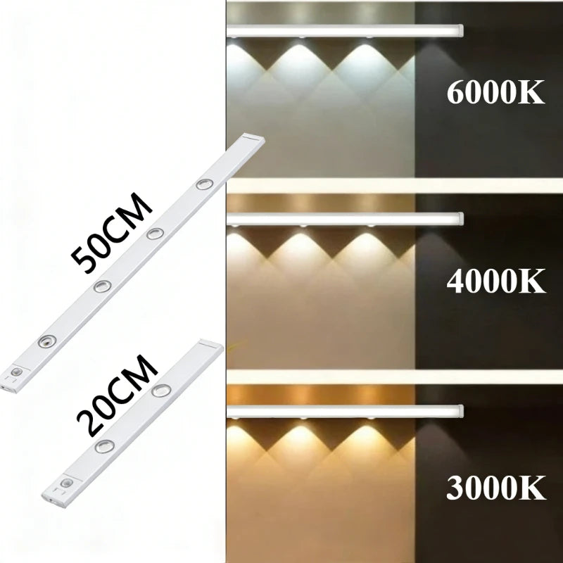 Smart Cat Eye LED Sensor Light, Rechargeable Body Induction Night Lamp for Cabinet, Wardrobe & Wine Cabinet Vue Warm White Three-color sensing 0.2M