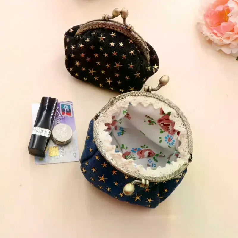 Denim Star Coin Purse for Women Mini Wallet with Buckle Card Holder Small Pocket Purse Everyday Use Vue