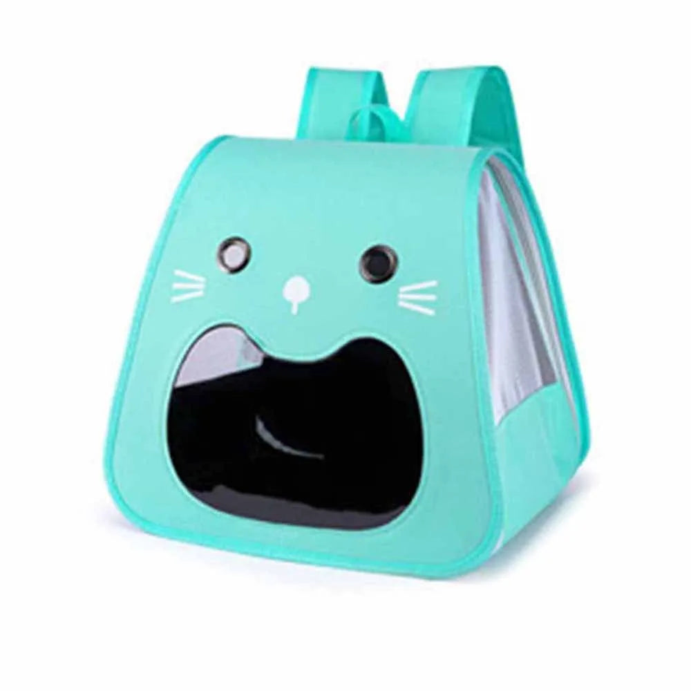 Foldable Cat Carrier Bag Large Capacity Breathable Kitten Carrying Bag Collapsible Transparent Window Pet Carry Backpack Vue Green