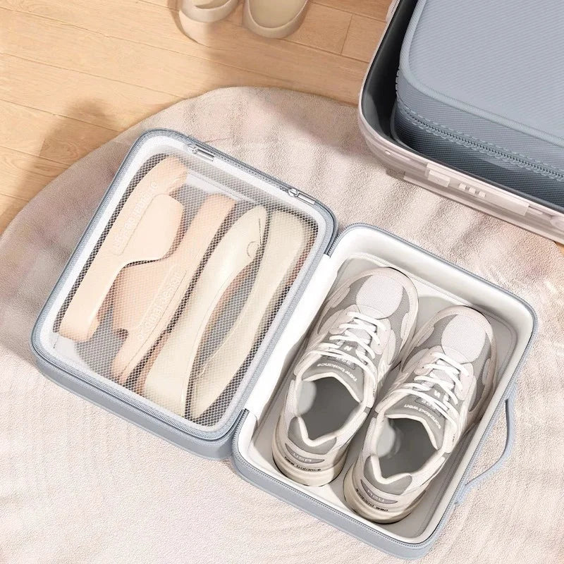 Upgrade Travel Shoe Bag Organizer Zipper Waterproof Sneakers Storage Bag Multi layer can store 3pair shoe box Vue