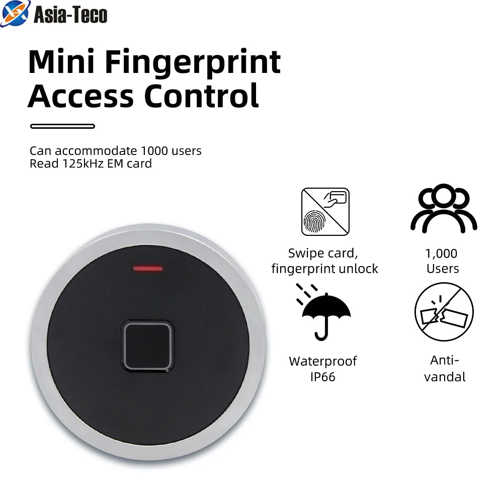 Metal Anti-hit Mini Biometrics Fingerprint Access Control IP66 Waterproof Mini Easy Access Control Keypad RFID Card Reader SF7 Vue