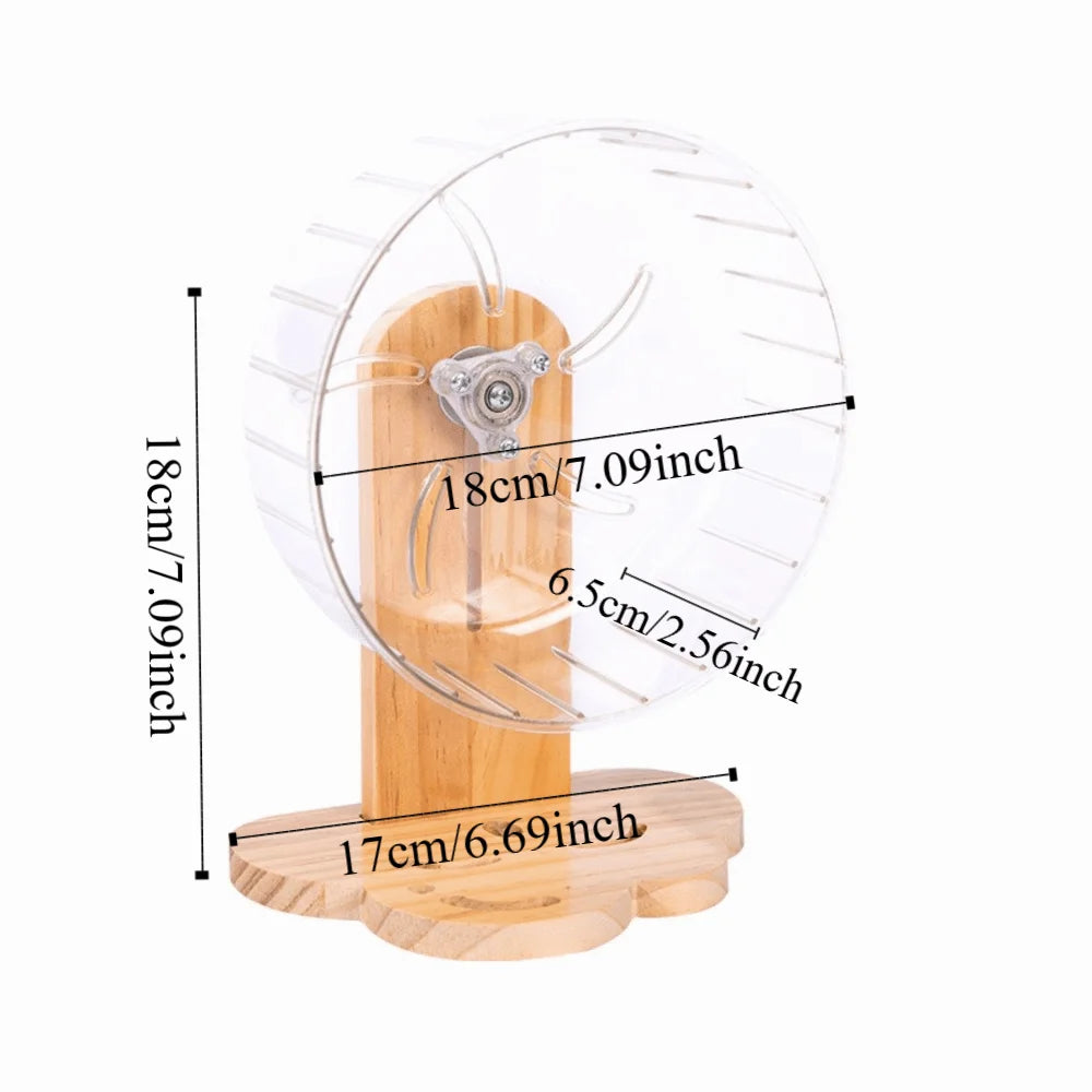 Transparent Hamster Exercise Wheel Adjustable Height Sturdy Silent Running Wheel Thickened Wooden Stand Pet Exercise Toy Vue