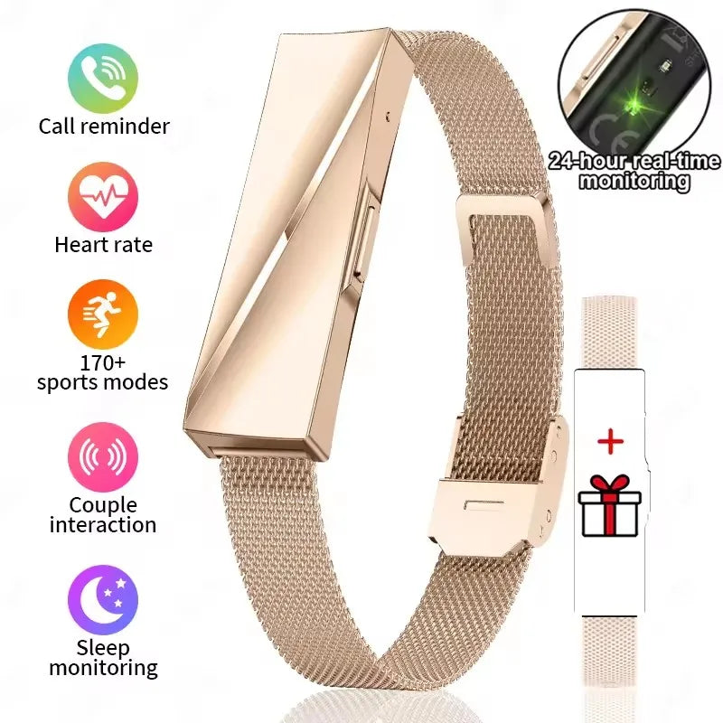Call Reminder Smartwatch Band for Men Women Sports Fitness Tracker Smart Bracelet Heart Rate Blood Oxygen Monitor Pedometer Vue Gold