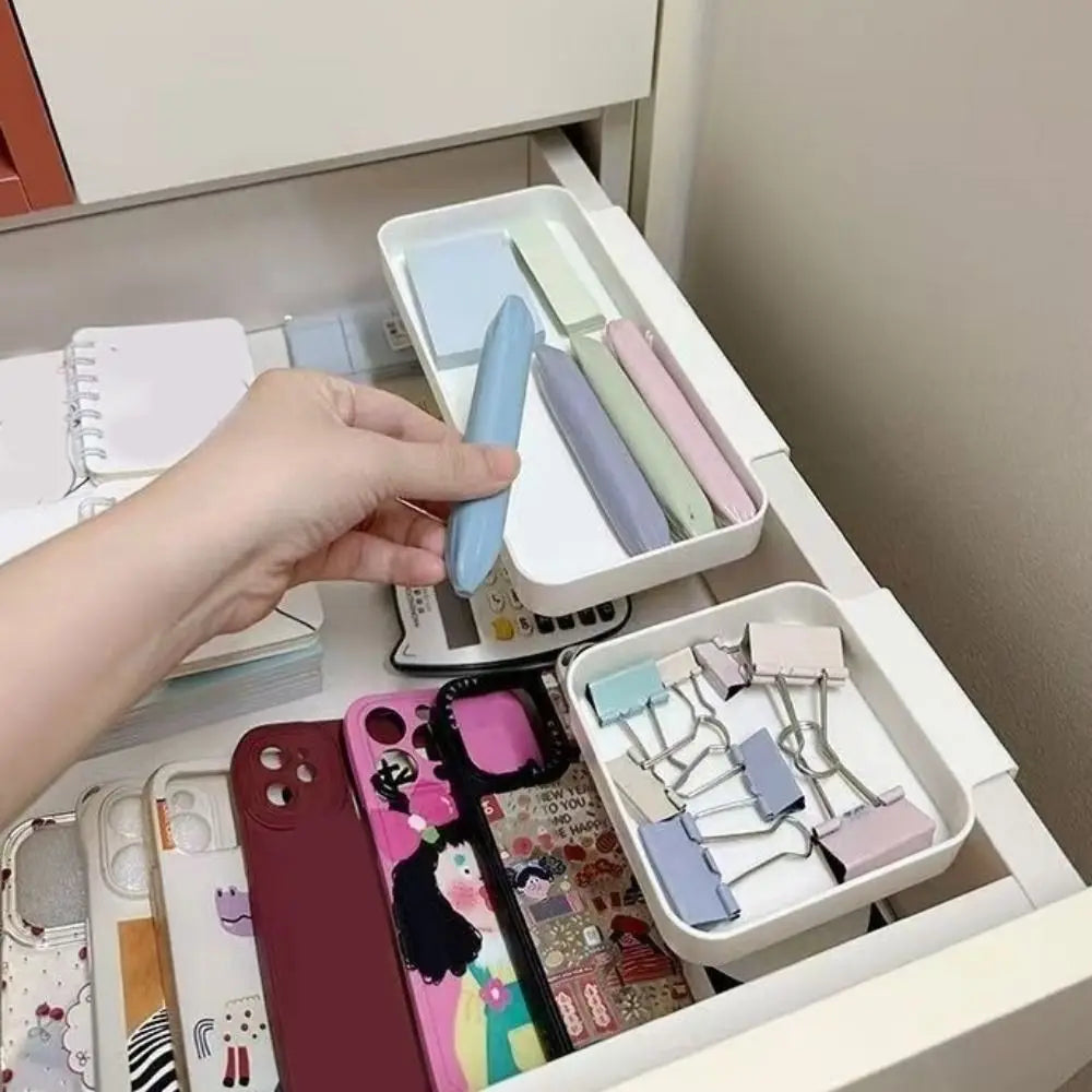 4PCS Plastic Hanging Storage Box Wall Mounted with Dividers Cosmetics Storage Box Space Saving Stationery Storage Box Vue