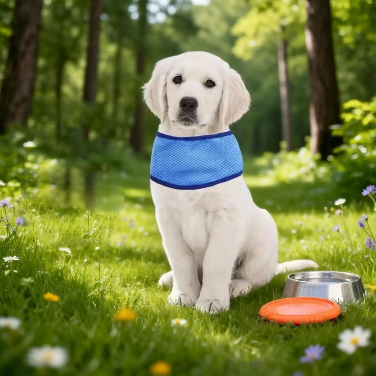 M/L Adjustable Dog Cooling Collar for Summer, Breathable Pet Neck Bandana Cooler, Reusable Puppy Cooling Scarf for Outdoor Walk Vue