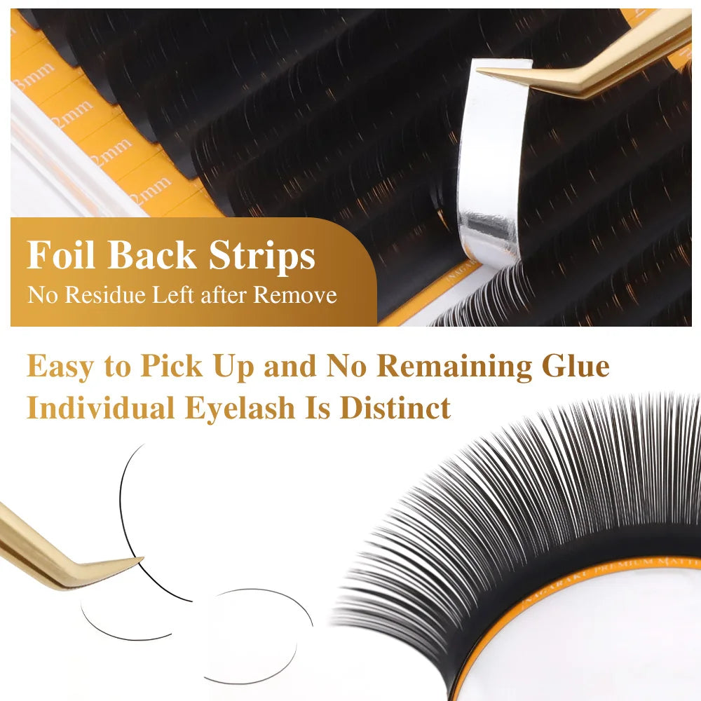 NAGARAKU New Air Series Premium Matte Ellipse Eyelashes High Density Split Tips Natural Light Eyelashes Matte Black Vue