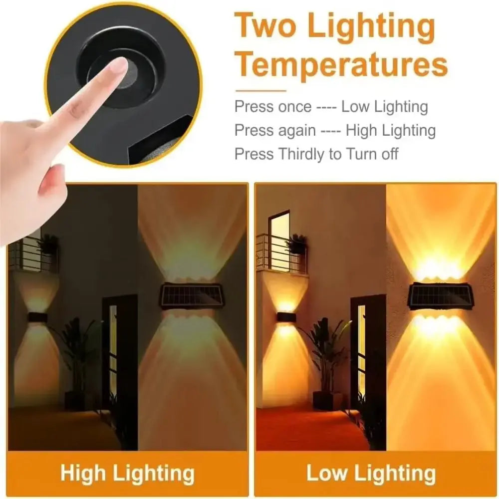 Up and Down Luminous Solar Wall Lamp Modern Minimalist Waterproof Wall Lamp Spotlight Dimming Rustproof Vue
