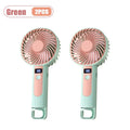 Digital Display Handheld Fan 2 in 1 Desktop Standing Mini Portable USB Rechargeable Cooling Fan for Office Travel Outdoor Vue Green-2PCS
