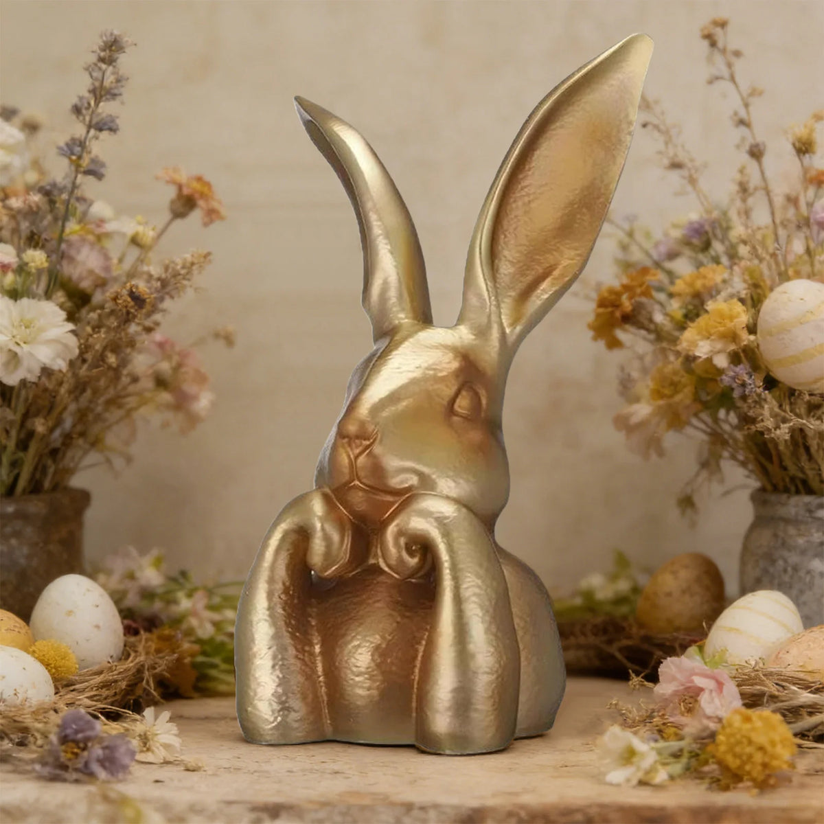 Gold Easter Rabbit Figurine – Decorative Bunny Statue for Spring Decorative Figurine Vue
