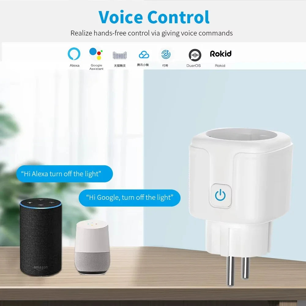 Smart WiFi or ZigBee 3.0 Socket EU Plug 16A/20A Outlet Power Monitor Voice Control work with Tuya Alexa Google Assistant Vue
