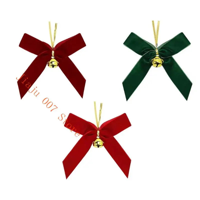 10-Pack Velvety Fabric Bowknots for Christmas & Festival Decor Holiday Bow Ornament Vue