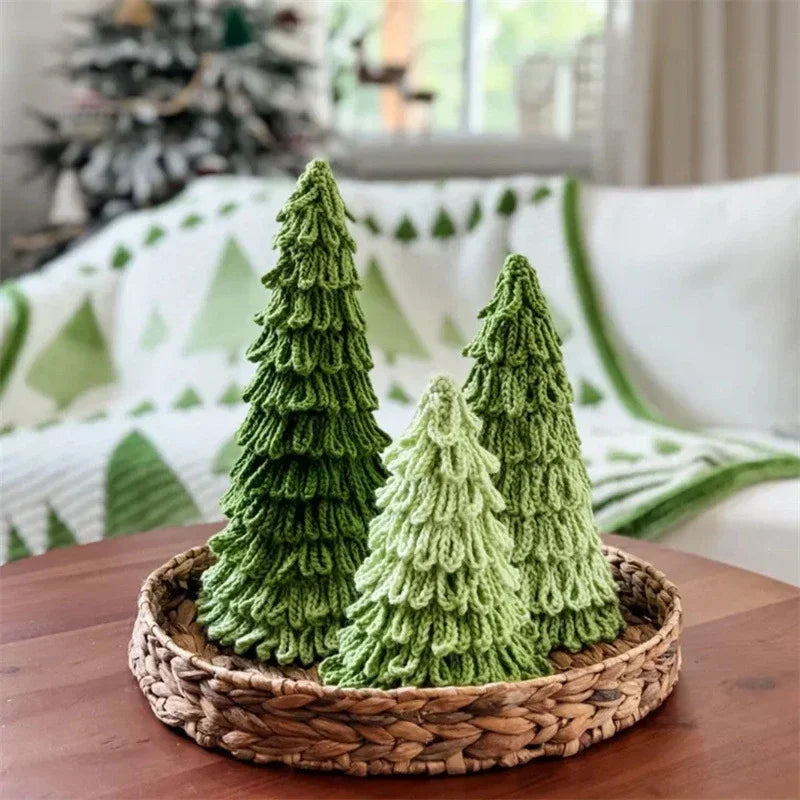 Hand Knitted Christmas Tree | Rustic Farmhouse Holiday Decor Holiday Tabletop Decor Vue