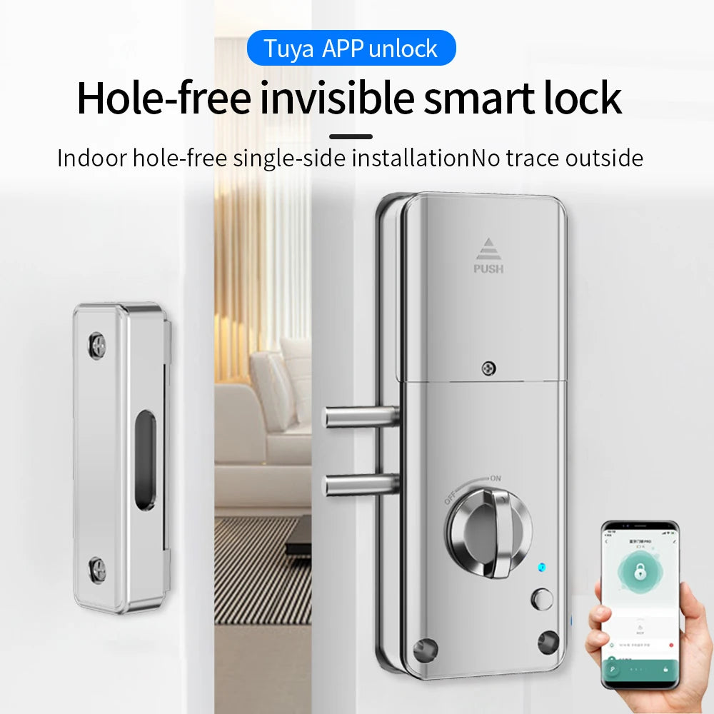 Support Tuya App Bluetooth to Wifi Electronic Lock Handle Smart Home Remotely Unlock Door Lock for Hotel/ Apartment/Guesthouse Vue