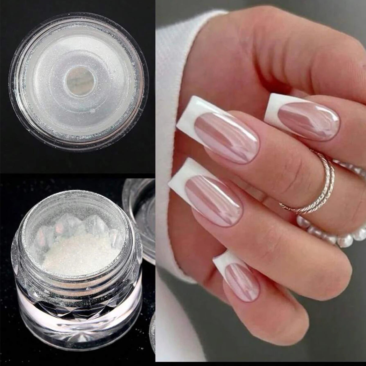 1pc Chrome Nail Powder Ice Transparent Aurora High Gloss Pearl Rainbow Color Powder Metal Pigment Nail Art Creation Vue