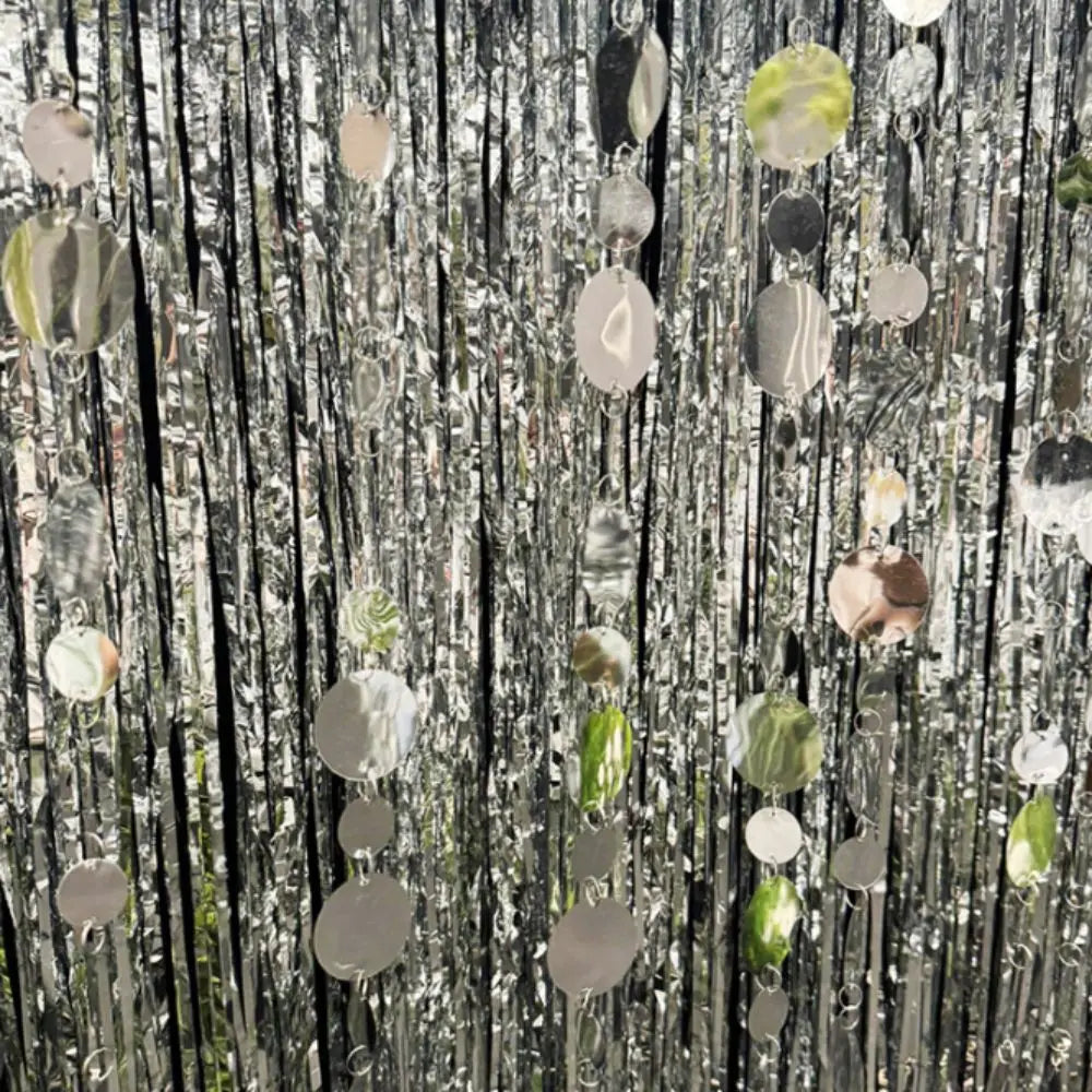 10PCS 1 Meter Sequins Hanging Foil Curtains Gold Silver Flash Curtains Round Sequin Rain Curtain Glitter Bead PVC Vue