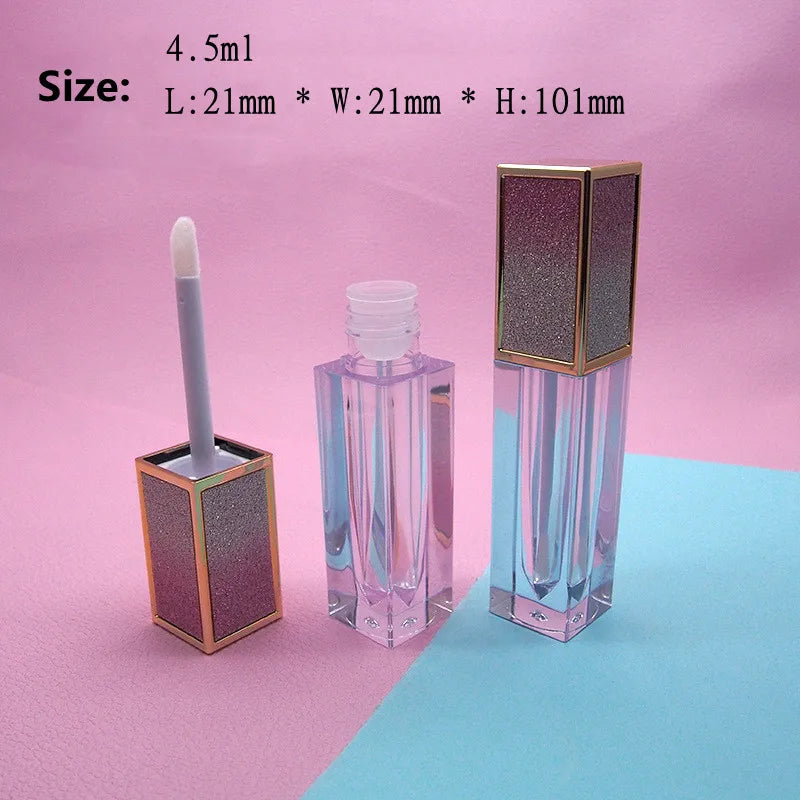 Lip Gloss Tube Custom Logo Square Luxurious Makeup Container Liquid Blush Glaze Empty Tube Lipgloss Base Packaging 4.5ml Vue A 50pcs with logo