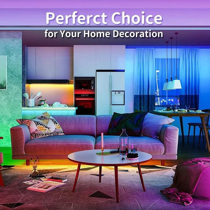 1M-30M RGB LED Strip Light Bluetooth APP Control Color Changing Light Flexible LED Lamp Tape For TV BackLight Room Decoration Vue