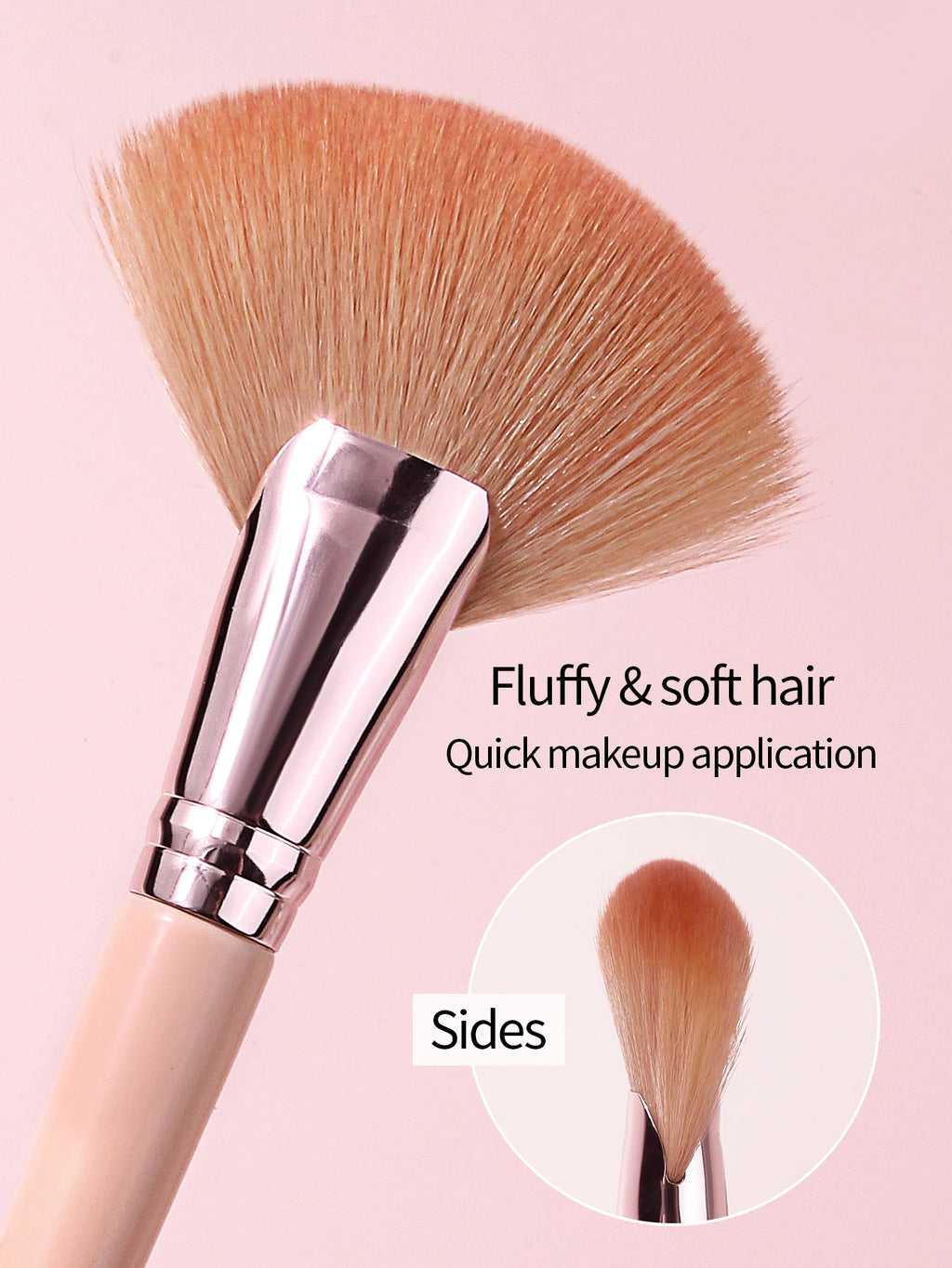 2Pcs Fan Shaped Highlighter Makeup Brushes Large & Small Size Soft Fiber Contour Blush Brush Multifunctional Face Cosmetic Beaut Vue