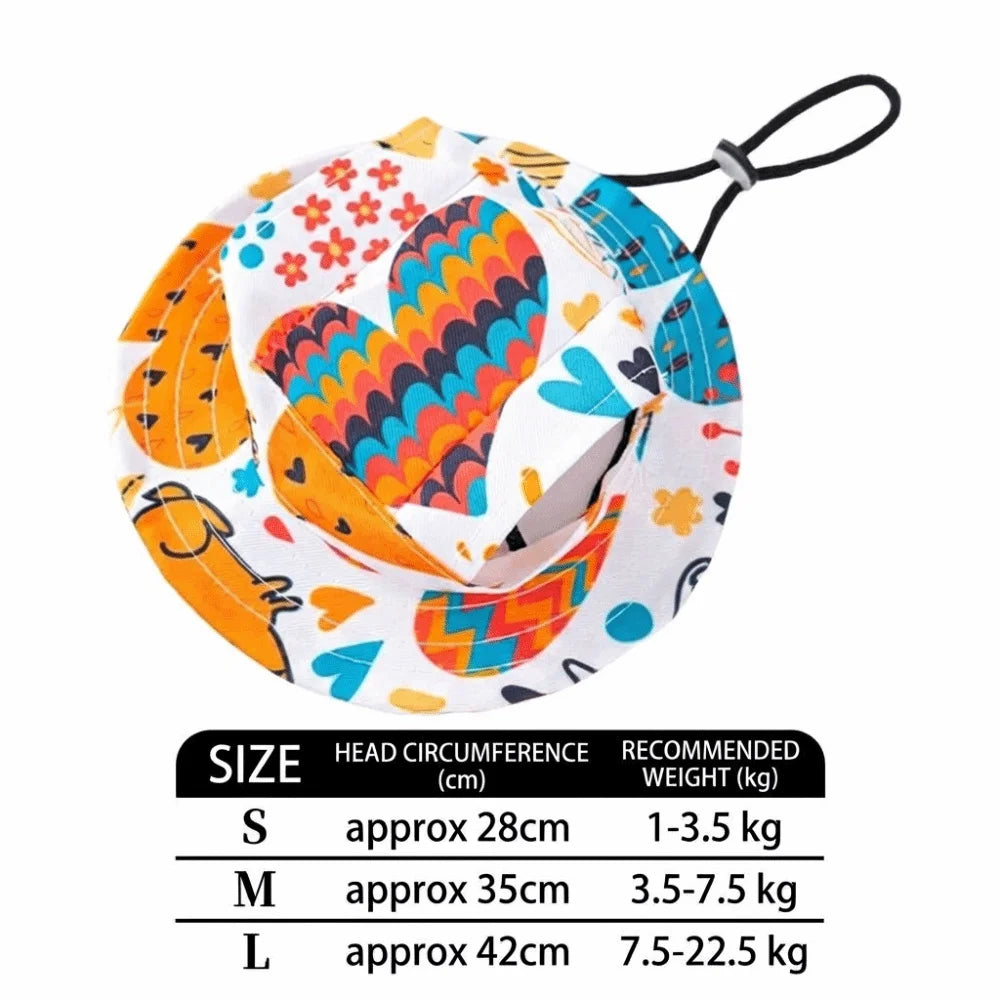 Breathable Cat Dog Sun Hat Ear Holes Adjustable Drawstring Pet Bucket