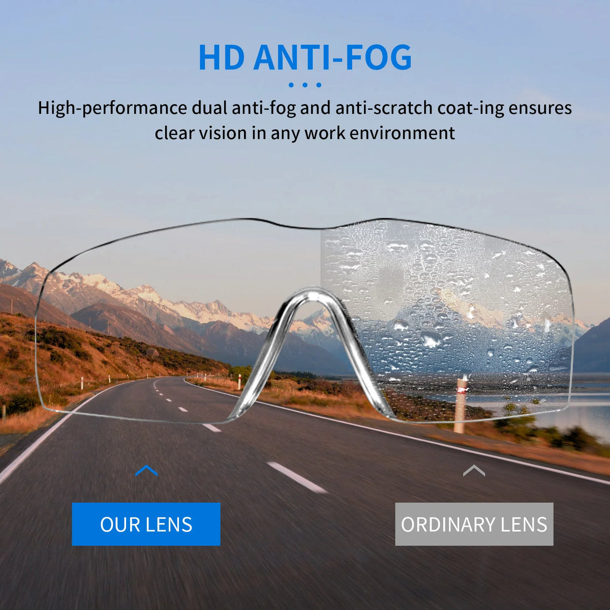 Anti Fog Safety Glasses Over Eyeglasses Ansi Z87 Clear Safety Goggles HD Lens Rubber Leg Eye Protection for Industrial Lab Work Vue