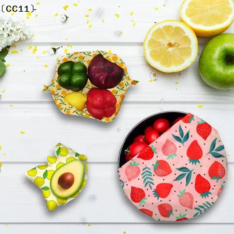 〔CC11〕Beeswax Food Wrap Eco Friendly Wrap Replacement Organic Natural Bees Wax Reusable Mixed Pattern Beeswax Wraps Bowl Cover Vue