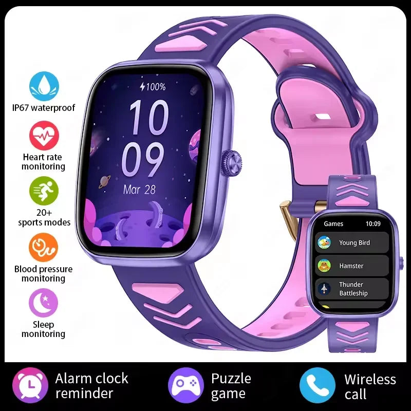 Children Boys Girls Present Smart Watch Ftiness Tracker Bluetooth Call Smart Watch Men Women Kids Watch Pedometer Waterproof Vue purple