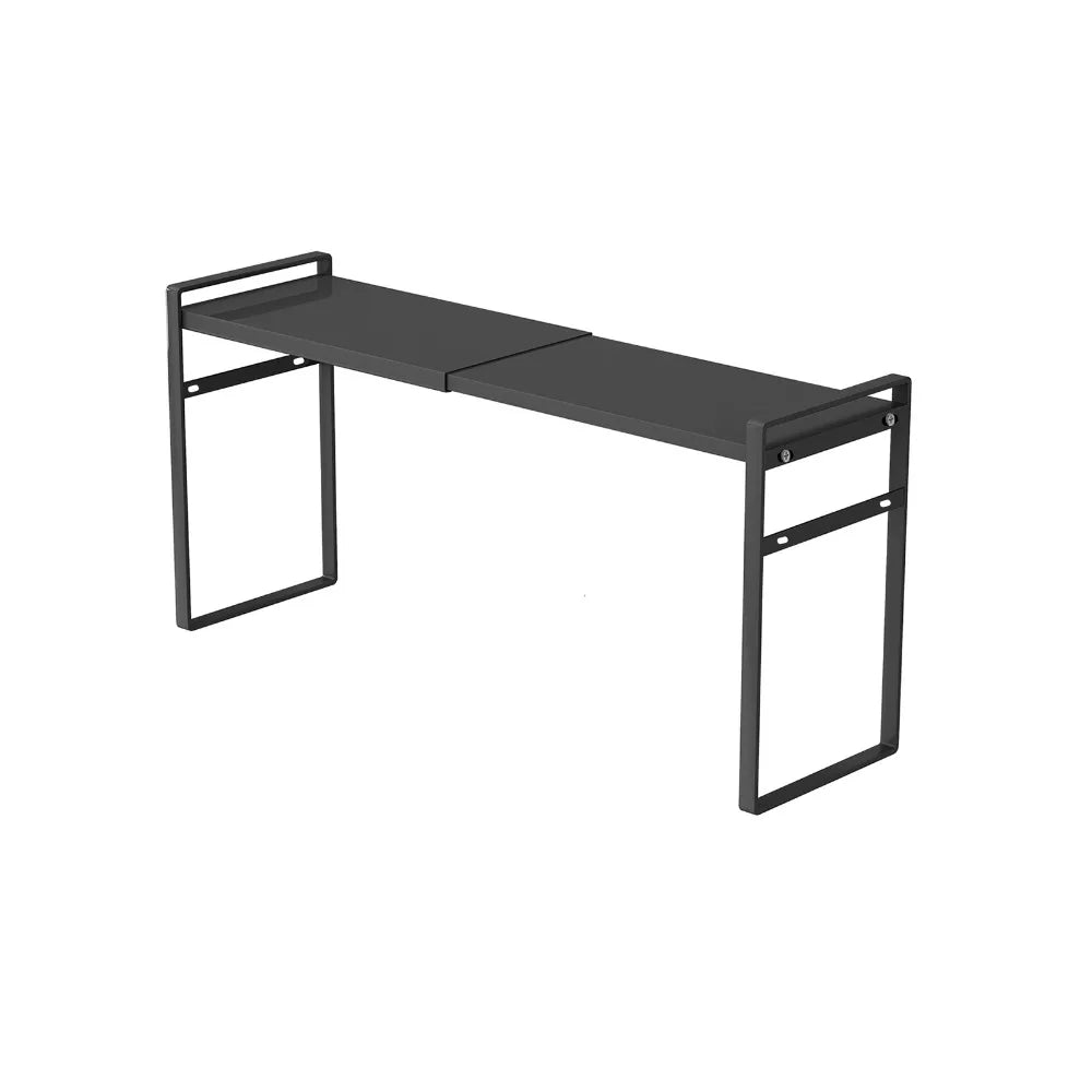 Iron Retractable Storage Rack Large Capacity Space Saving Expandable Cabinet Shelf Double-Layer Moisture-proof Narrow Spice Rack Vue Black
