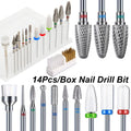14PCS Nail Drill Bit Set with Cleaning Brush 3/32 Professional Cuticle Bits for Acrylic Gel Manicure Pedicure Home Salon Vue 14PCS
