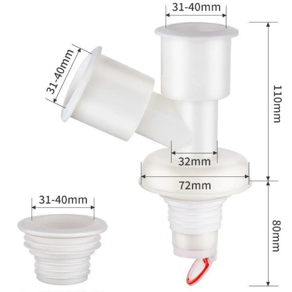 Dual-Interface Washing Machine Drain Tee Dual-Purpose Anti-Return Floor Drain Joint Pipe Connector Two-In-One Drain Pipe Tee Vue -Style 1 16mm